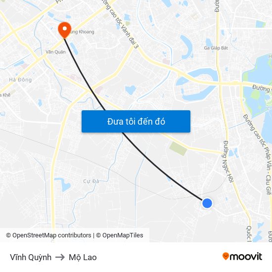 Vĩnh Quỳnh to Mộ Lao map