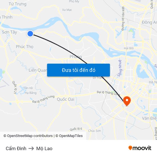 Cẩm Đình to Mộ Lao map