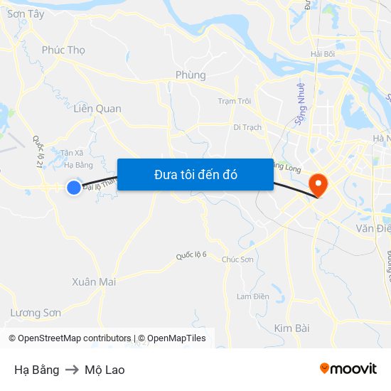 Hạ Bằng to Mộ Lao map