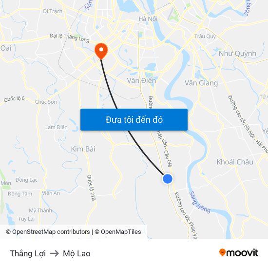 Thắng Lợi to Mộ Lao map