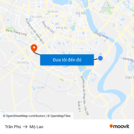 Trần Phú to Mộ Lao map