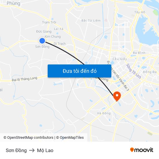 Sơn Đồng to Mộ Lao map