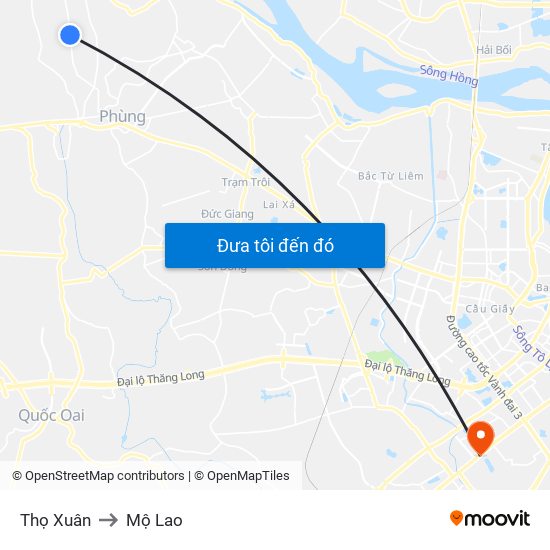 Thọ Xuân to Mộ Lao map
