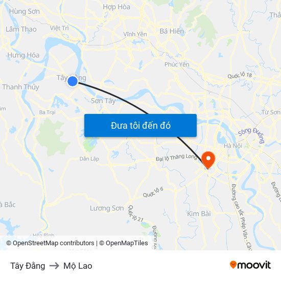 Tây Đằng to Mộ Lao map