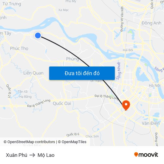 Xuân Phú to Mộ Lao map