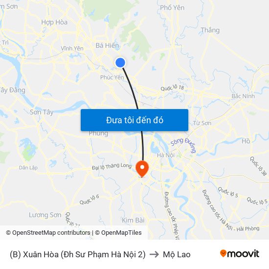 (B) Xuân Hòa (Đh Sư Phạm Hà Nội 2) to Mộ Lao map