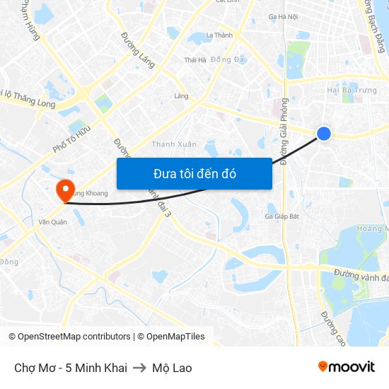 Chợ Mơ - 5 Minh Khai to Mộ Lao map