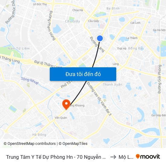 Trung Tâm Y Tế Dự Phòng Hn - 70 Nguyễn Chí Thanh to Mộ Lao map