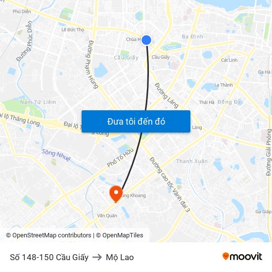 Số 148-150 Cầu Giấy to Mộ Lao map