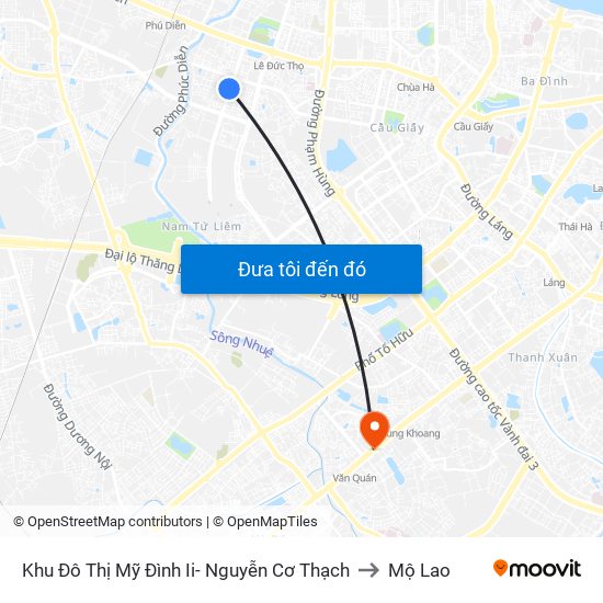 Khu Đô Thị Mỹ Đình Ii- Nguyễn Cơ Thạch to Mộ Lao map