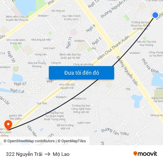 322 Nguyễn Trãi to Mộ Lao map