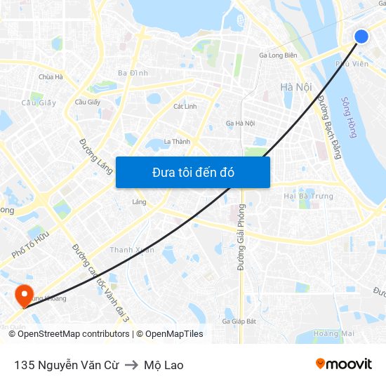 135 Nguyễn Văn Cừ to Mộ Lao map