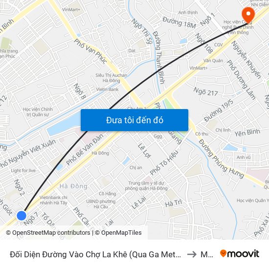 Đối Diện Đường Vào Chợ La Khê (Qua Ga Metro La Khê) - 405 Quang Trung (Hà Đông) to Mộ Lao map