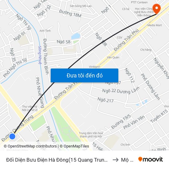 Đối Diện Bưu Điện Hà Đông(15 Quang Trung Hà Đông) to Mộ Lao map