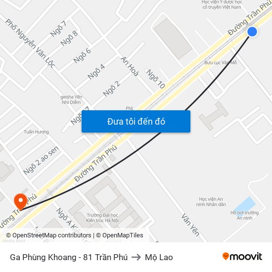 Ga Phùng Khoang - 81 Trần Phú to Mộ Lao map