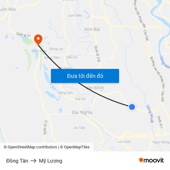 Đồng Tân to Mỹ Lương map