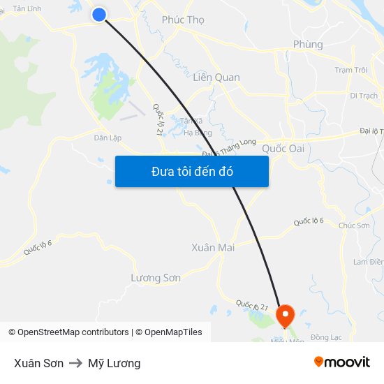 Xuân Sơn to Mỹ Lương map
