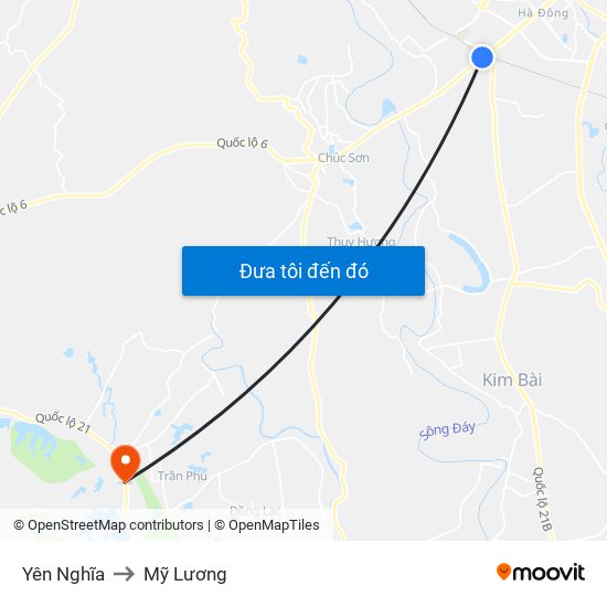 Yên Nghĩa to Mỹ Lương map