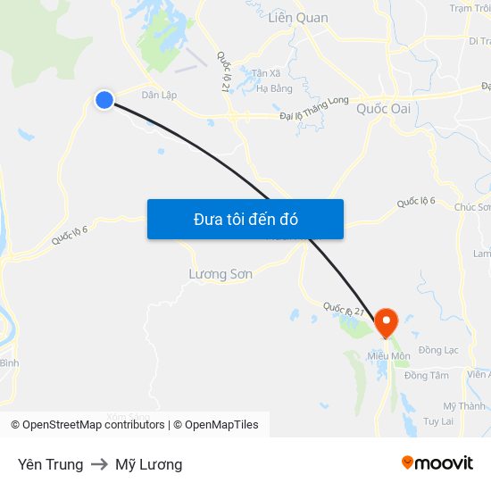 Yên Trung to Mỹ Lương map