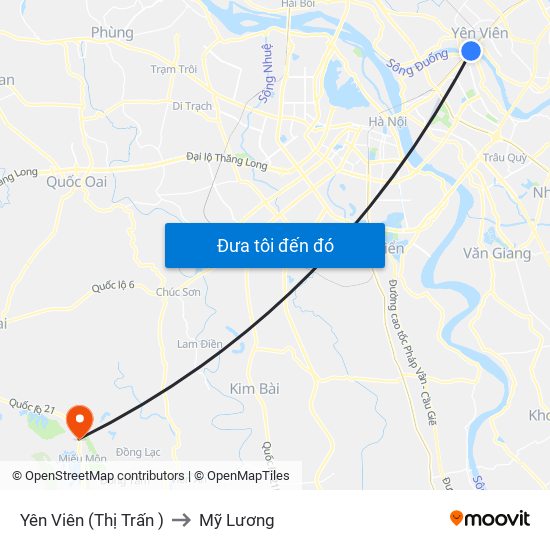 Yên Viên (Thị Trấn ) to Mỹ Lương map