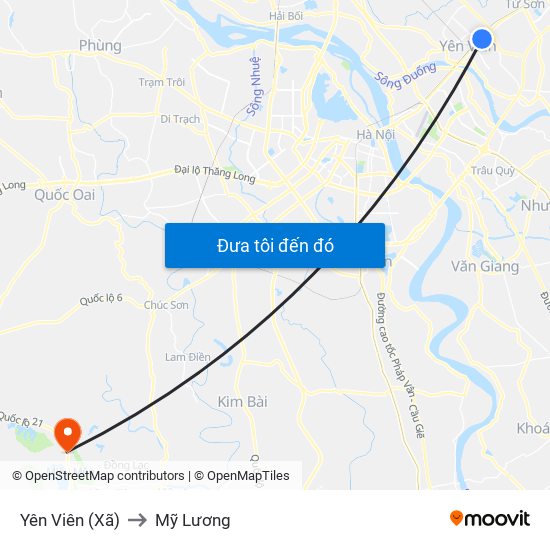 Yên Viên (Xã) to Mỹ Lương map