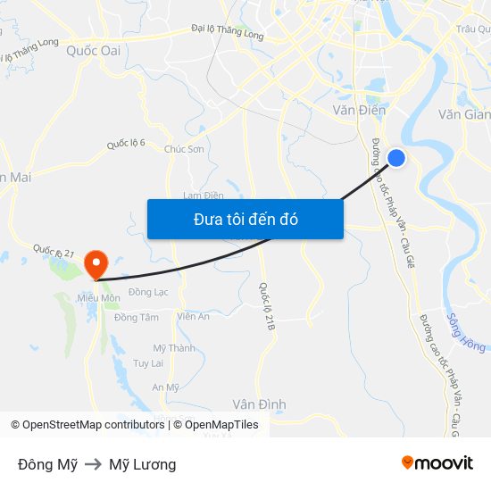 Đông Mỹ to Mỹ Lương map