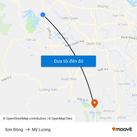 Sơn Đông to Mỹ Lương map