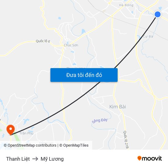 Thanh Liệt to Mỹ Lương map