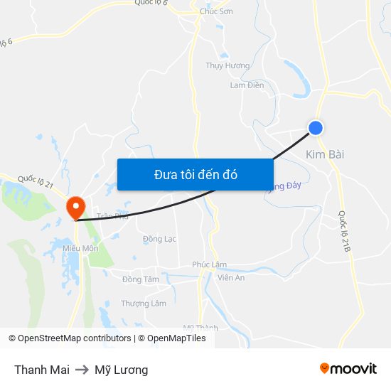 Thanh Mai to Mỹ Lương map