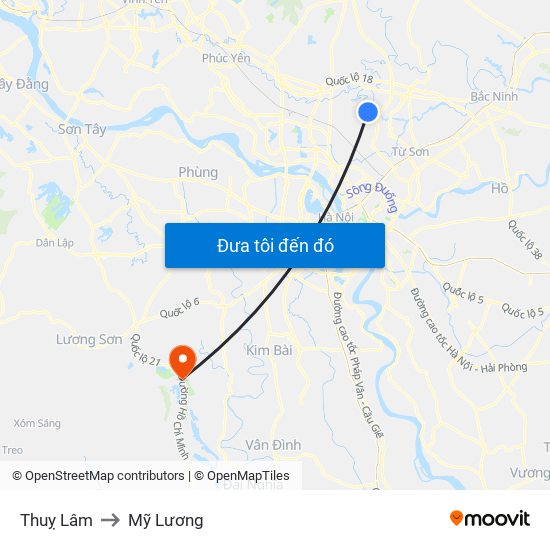 Thuỵ Lâm to Mỹ Lương map