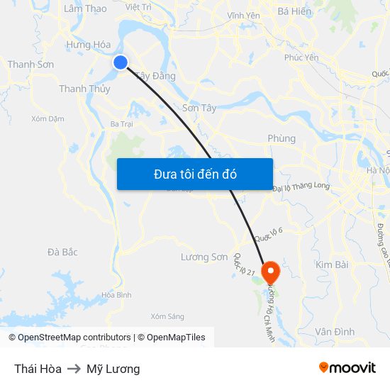 Thái Hòa to Mỹ Lương map