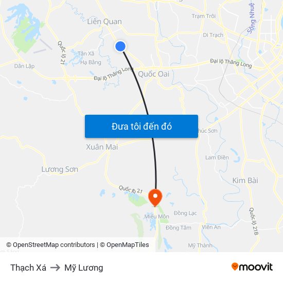 Thạch Xá to Mỹ Lương map