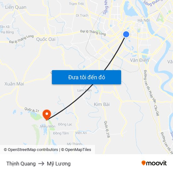 Thịnh Quang to Mỹ Lương map