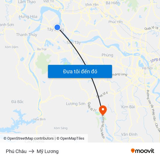 Phú Châu to Mỹ Lương map