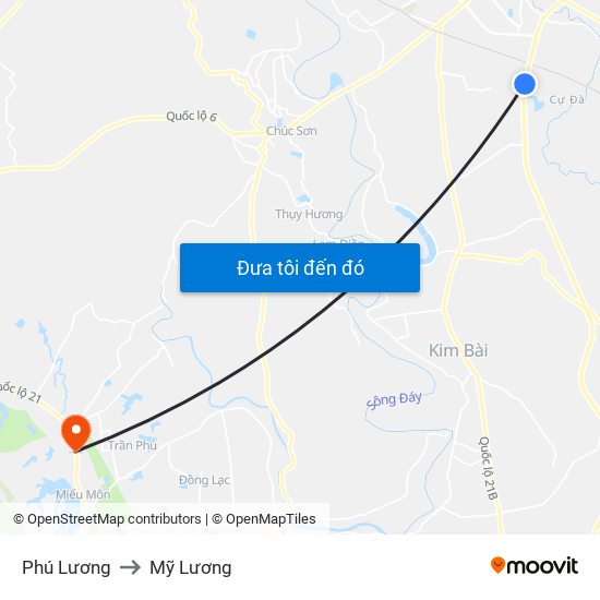 Phú Lương to Mỹ Lương map