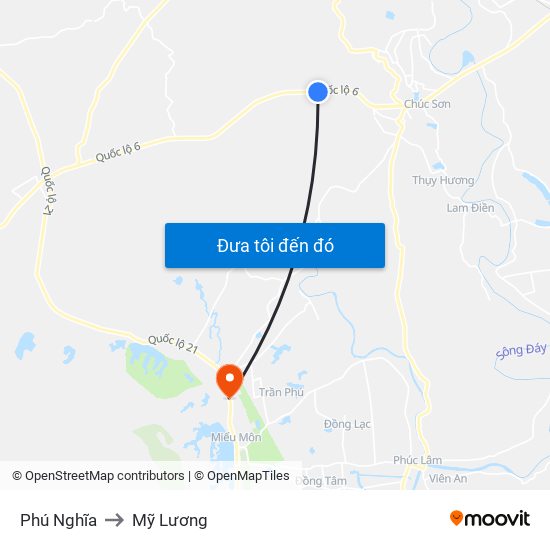 Phú Nghĩa to Mỹ Lương map