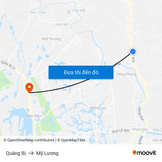 Quảng Bị to Mỹ Lương map