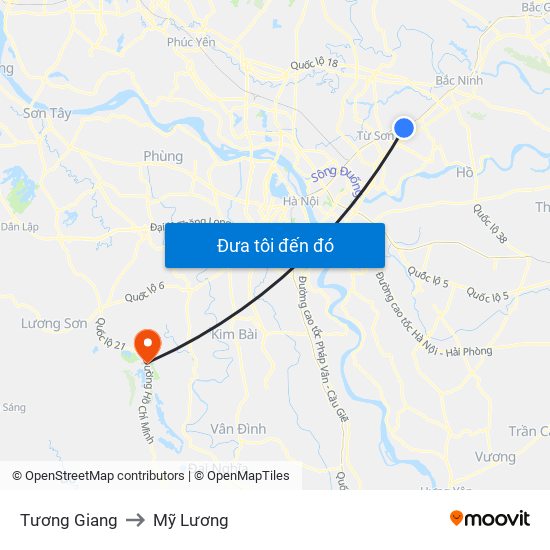 Tương Giang to Mỹ Lương map