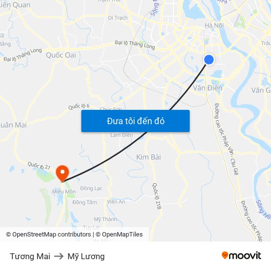 Tương Mai to Mỹ Lương map