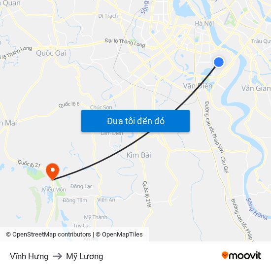 Vĩnh Hưng to Mỹ Lương map