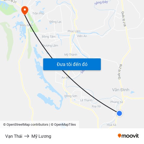 Vạn Thái to Mỹ Lương map