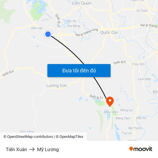 Tiến Xuân to Mỹ Lương map