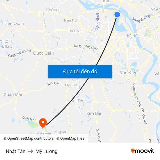 Nhật Tân to Mỹ Lương map