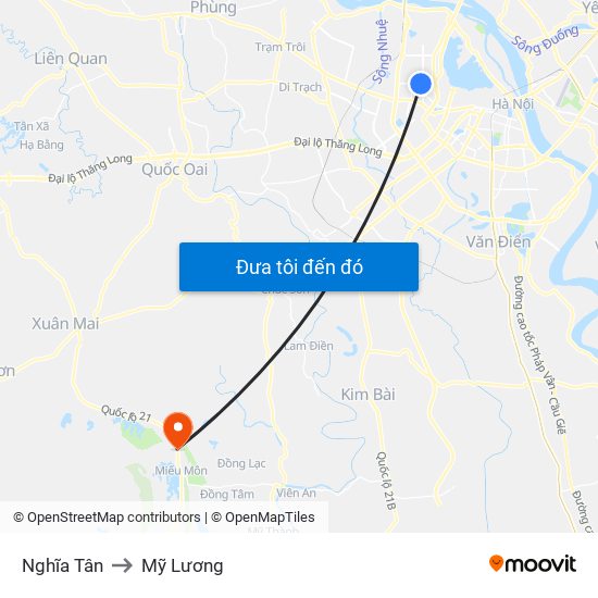 Nghĩa Tân to Mỹ Lương map