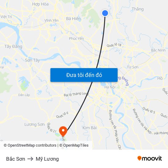 Bắc Sơn to Mỹ Lương map