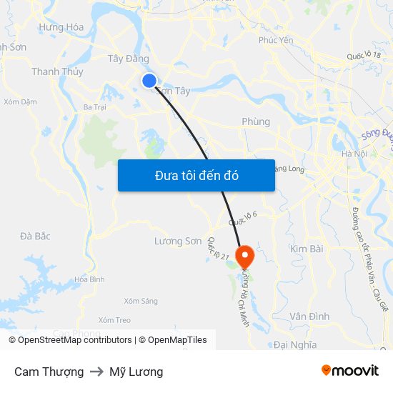 Cam Thượng to Mỹ Lương map