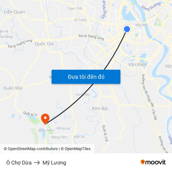 Ô Chợ Dừa to Mỹ Lương map