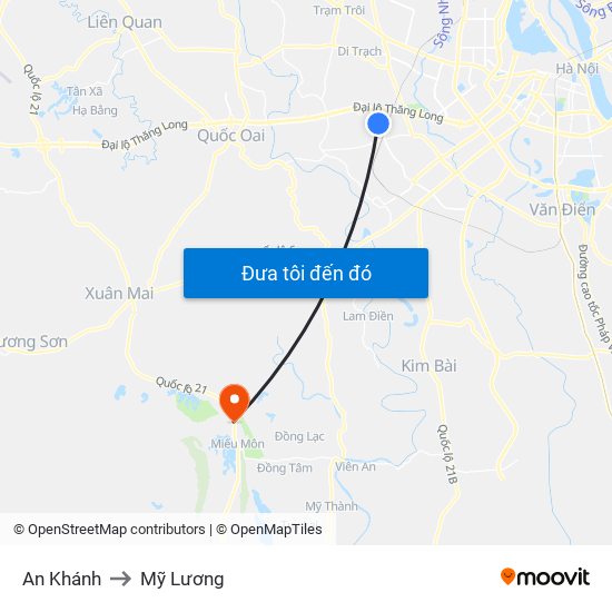 An Khánh to Mỹ Lương map