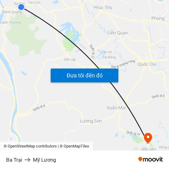 Ba Trại to Mỹ Lương map