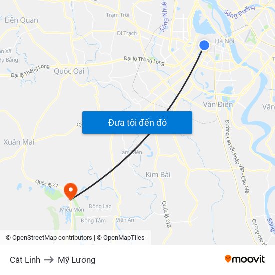 Cát Linh to Mỹ Lương map